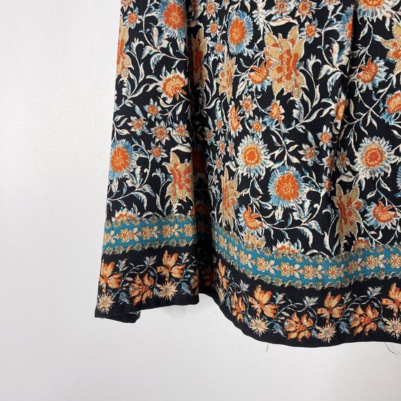 Evereve XSmall XS Black Orange Floral Swing Tank Top Square Neck Printed Smocked - Picture 4 of 9